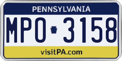 PA license plate MPO3158