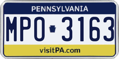 PA license plate MPO3163