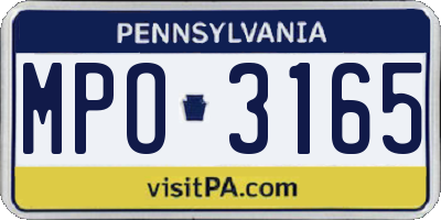 PA license plate MPO3165