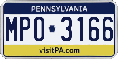 PA license plate MPO3166