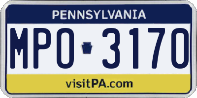 PA license plate MPO3170