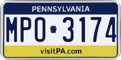 PA license plate MPO3174