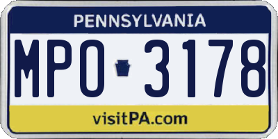 PA license plate MPO3178
