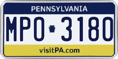 PA license plate MPO3180