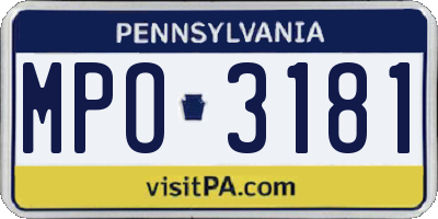 PA license plate MPO3181