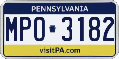 PA license plate MPO3182