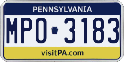 PA license plate MPO3183