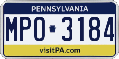 PA license plate MPO3184