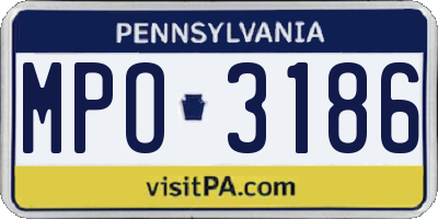 PA license plate MPO3186