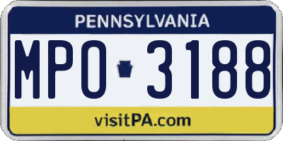 PA license plate MPO3188