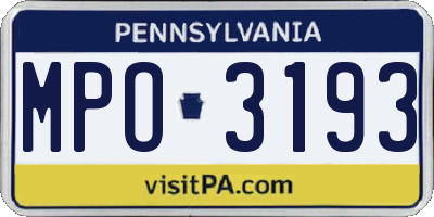 PA license plate MPO3193