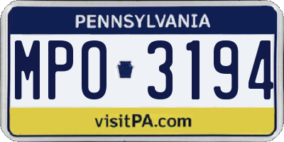 PA license plate MPO3194