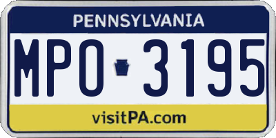 PA license plate MPO3195
