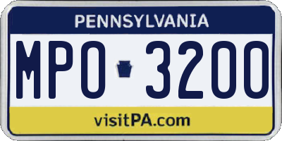 PA license plate MPO3200