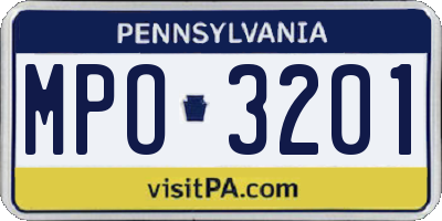 PA license plate MPO3201