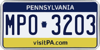 PA license plate MPO3203