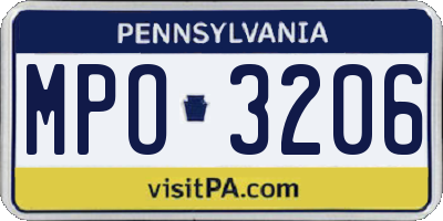 PA license plate MPO3206