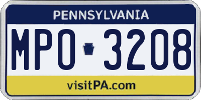 PA license plate MPO3208