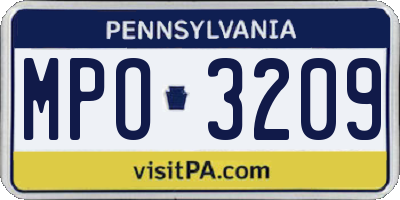 PA license plate MPO3209