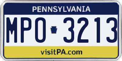 PA license plate MPO3213
