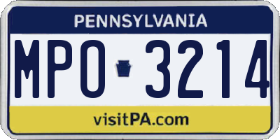 PA license plate MPO3214