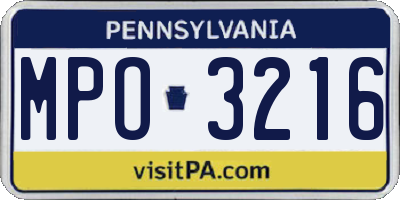 PA license plate MPO3216