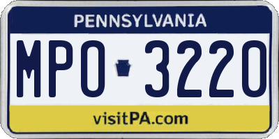PA license plate MPO3220