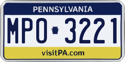 PA license plate MPO3221