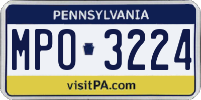 PA license plate MPO3224