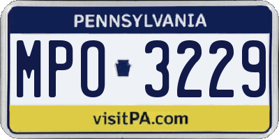 PA license plate MPO3229