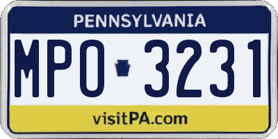 PA license plate MPO3231