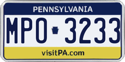 PA license plate MPO3233