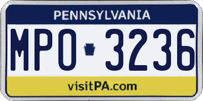 PA license plate MPO3236