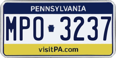 PA license plate MPO3237