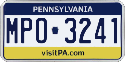 PA license plate MPO3241