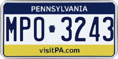 PA license plate MPO3243