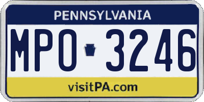 PA license plate MPO3246