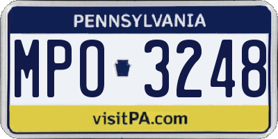 PA license plate MPO3248