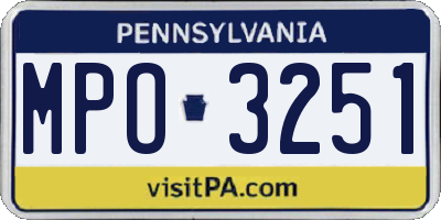 PA license plate MPO3251