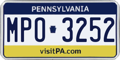 PA license plate MPO3252