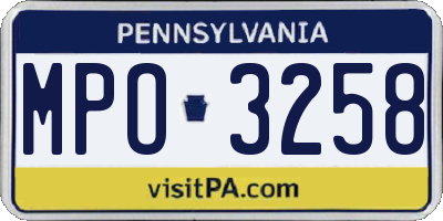 PA license plate MPO3258