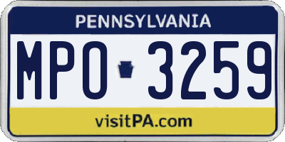 PA license plate MPO3259