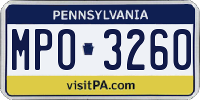 PA license plate MPO3260