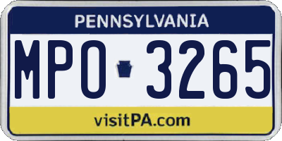 PA license plate MPO3265