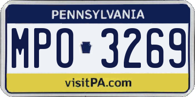PA license plate MPO3269
