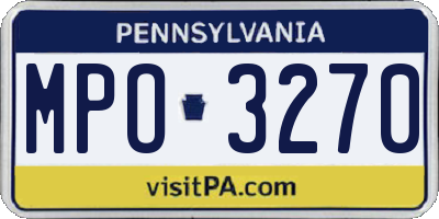 PA license plate MPO3270