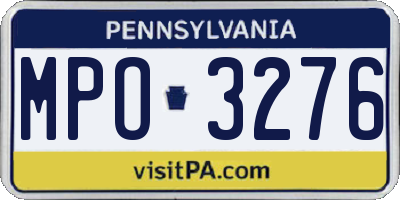 PA license plate MPO3276