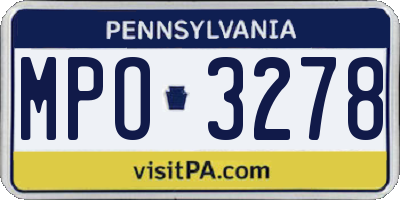 PA license plate MPO3278