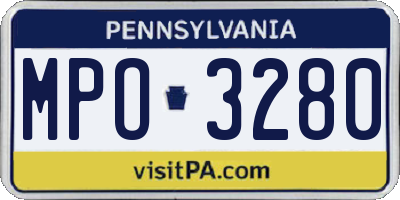 PA license plate MPO3280