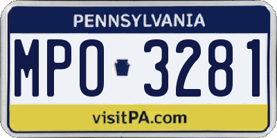 PA license plate MPO3281